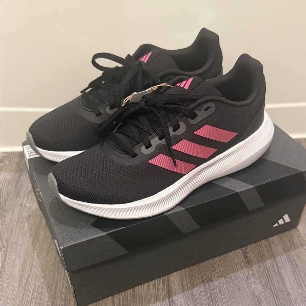 Adidas Women's Runfalacon Black and Pink Athletic Shoe